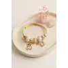Bileklik Tedy Bear Model Gold Renk Pembe Charmlı