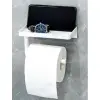 Kullanıma Uygun Tuvalet Kağıdı Askılığı Raflı ve Yapışkanlı Matkapsız Banyo Aksesuarı