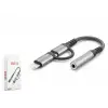 Type C + Lightning To 3.5 Mm Dişi Ses Kablosu Siyah