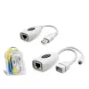 60 m Ölçülü USB RJ45 Kablolu Uzatıcı Seti Beyaz