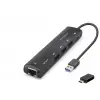 Usb Type c 3.2 Gen1 Hub Gigabit Lan 4 Port 5 Gbps Siyah