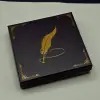 Kalem Seti Yaprak Desenli Mor Deri Defter Ve Metal Roller