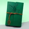 18.5 cm 150 sayfa Defter Yeşil Yaprak Desenli Deri