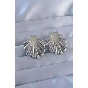 316L Çelik Gümüş Renk İstiridye Model Küpe TJ-BKP9105