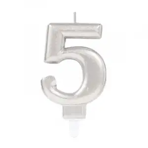 5 Rakam Mum Gümüş Renk