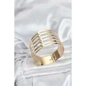 Gold Renk Pirinç Kaburga Model Kadın Bileklik TJ-BB8063