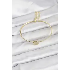 Gold Renk Pirinç Model Kadın Bileklik TJ-BB8234