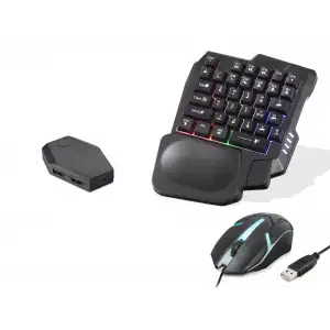 Mobil Oyun Klavye Mouse Dönüştürücü Seti Rgb Siyah ND762