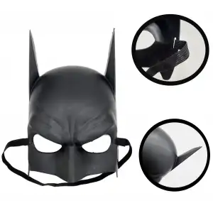 Siyah Renk Çocuk Boy Arkadan Lastikli Batman Maskesi 20x14 cm
