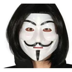 Siyah Renk Takma Kısa Saç ve V For Vendetta Maskesi Anonymous Maskesi