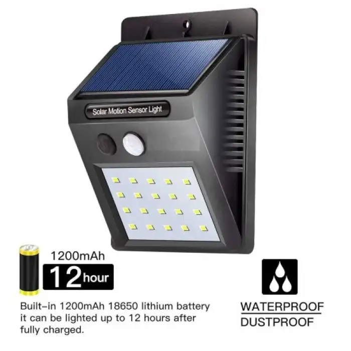 Hareket Sensörlü 20 LED Solar Dış Mekan Lamba