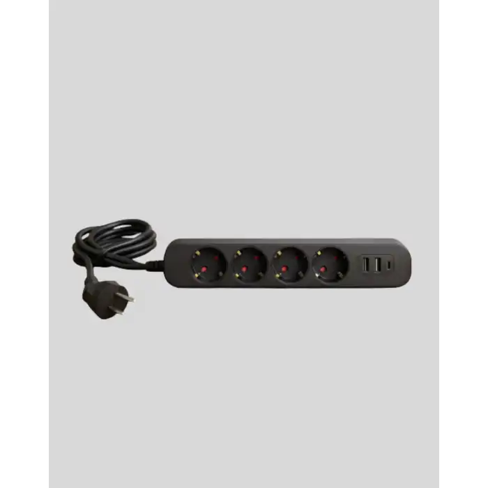 Modern USB Type-C 4lü Çoklu Priz 2 Metre Kablo