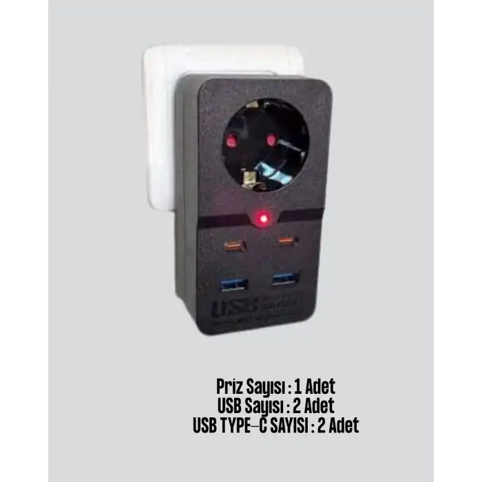 Termal Akım Korumalı Priz USB Type-C 10A 2500W