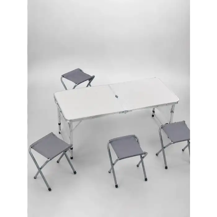 Katlanabilir 4 Kişilik Kamp Masası Seti ile Tabureler