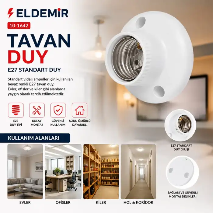 Kolay Montaj E27 Tavan Duy 40 Adet Set