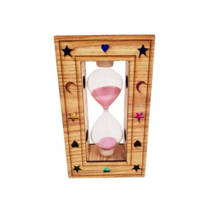 Dekoratif Ahşap Işıklı Kum Saati 17.5x10 cm Ev Ofis