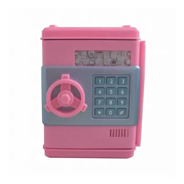 Eğlenceli Pembe ATM Kasa Kumbarası 12.5 cm 4 Haneli Şifreli
