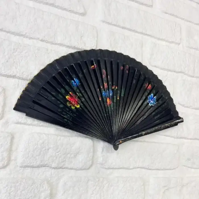 Şık Bambu Çift Taraflı Siyah Yelpaze 12li Set