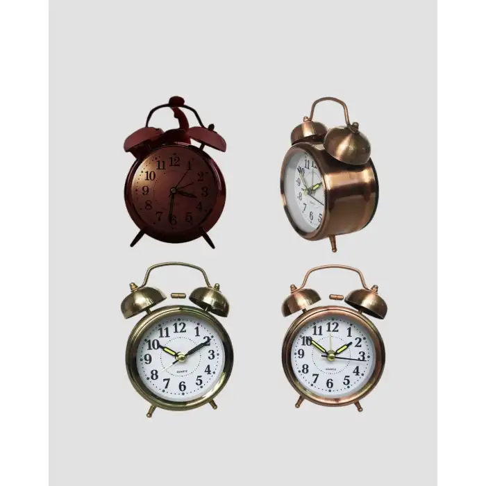 Şık Metal Masa Saati 17x12 cm Bronz Renkli Dekoratif Parça