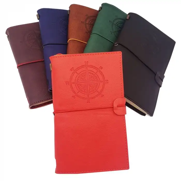 20 x 12.50 Cm Suni Deri Kareli Defter Deri Pusula