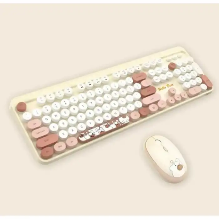 Ergonomik Sütlü Çay Klavye Mouse Seti Mor Renkli