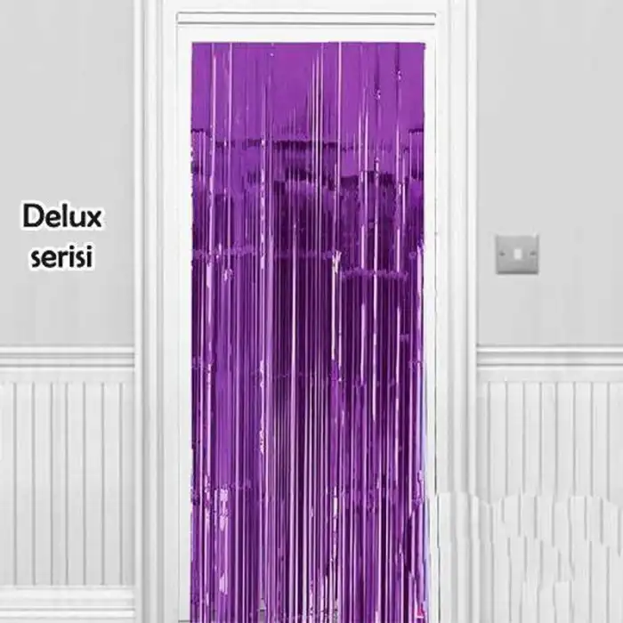 Masa Kullanımına Uygun Işıltılı Duvar ve Kapı Perdesi Mor Renk 90x200 cm