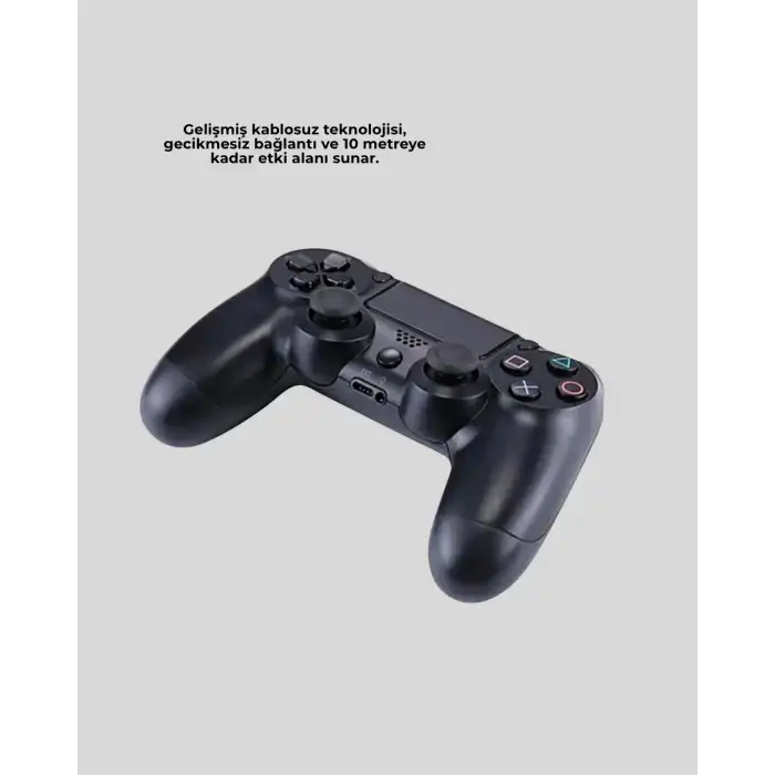Ergonomik Kablosuz PS4 Gamepad Çift Motorlu 10 Metre Uyumlu