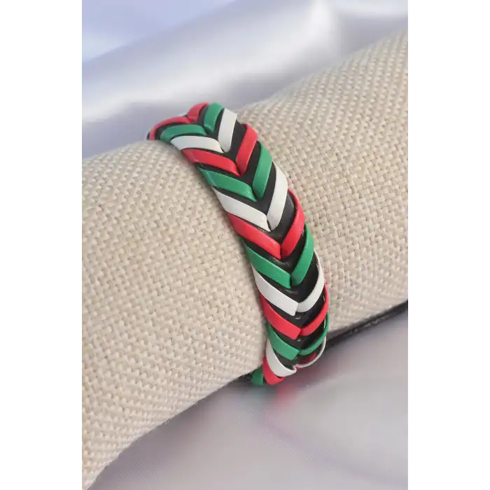 Bileklik Karışık Renk İpli Deri Erkek