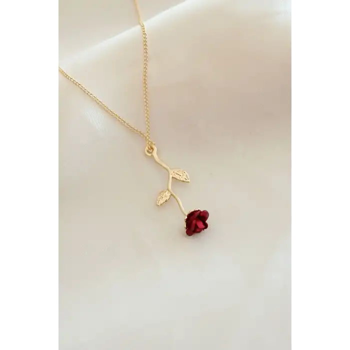 40cm Kolye Kırmızı Gül Figürlü