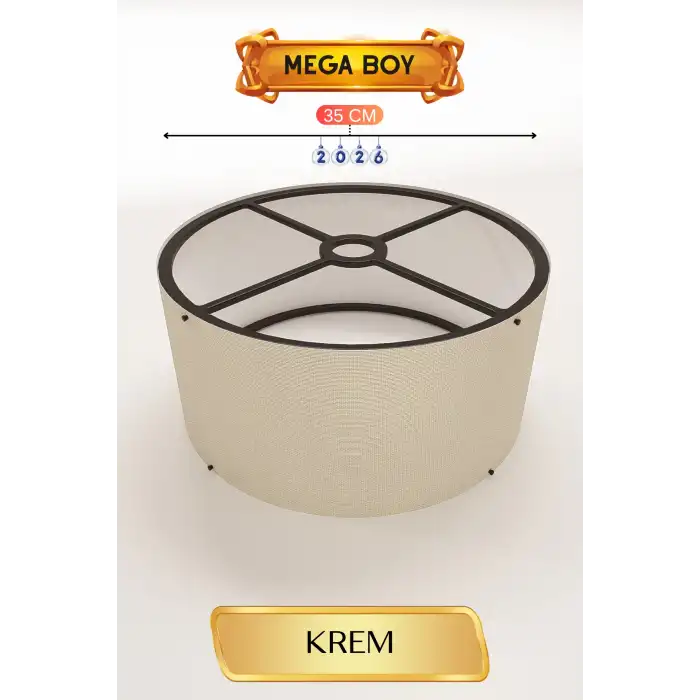 Şık Krem Lambader Başlığı 35 cm E27 Duy Uyumlu