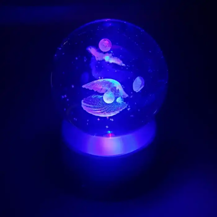 8 Cm 3 Adet Cam Küre Kristal Işıklı