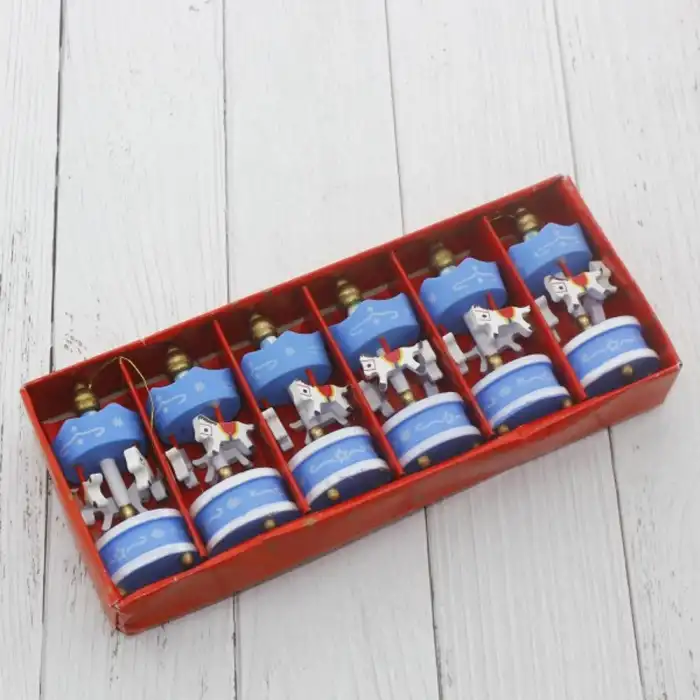 Ahşap Mavi Mini Atlı Karınca 6 Lı