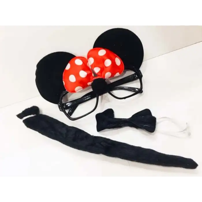 Minnie Mouse Gözlüğü Papyonu Kuyruğu Seti Çeşidi