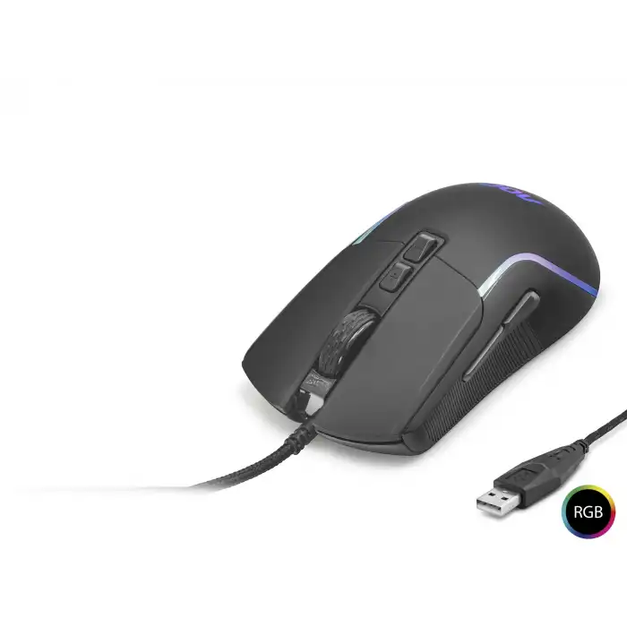 Ergonomik RGB Optik Mouse 1200-2400 Dpi USB Siyah