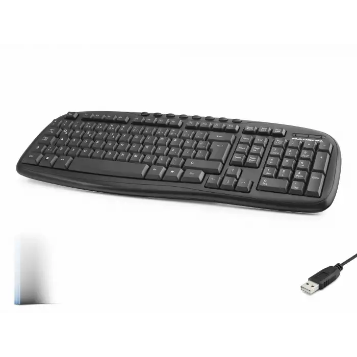 Ergonomik Multimedya Klavye Siyah USB Uyumlu