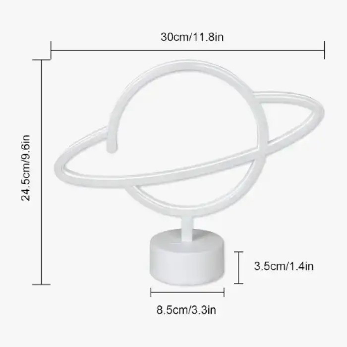Modern Neon Işıklı Satürn Lamba Pil ve USB Uyumlu