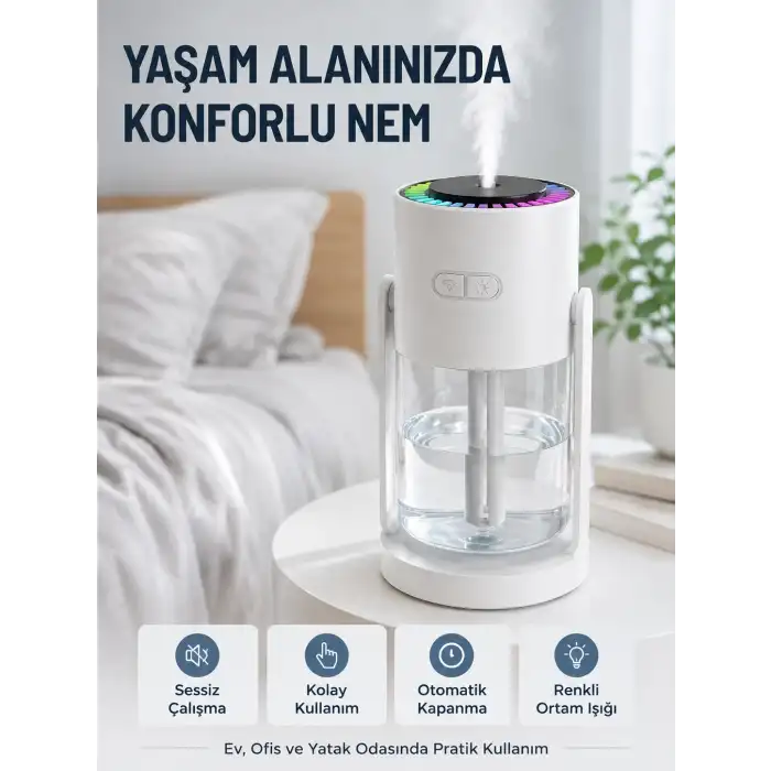 Kompakt Hava Nemlendirici 1 Adet Ev Ofis Kullanımı