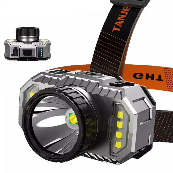 Kafa Lambası Lümen Zoomlu Şarj Göstergeli Cob LED Usbli Şarjlı