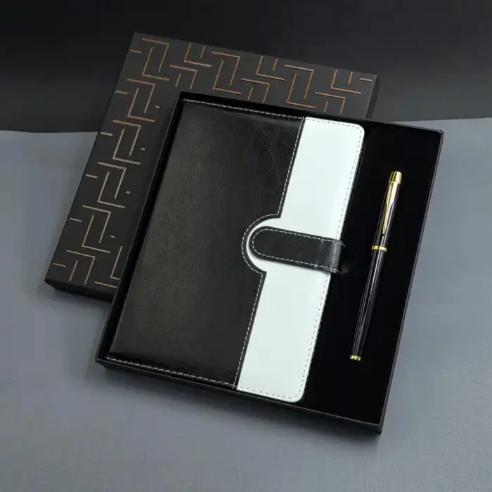 Defter Kalem Seti Siyah Beyaz Tarihsiz Ajanda