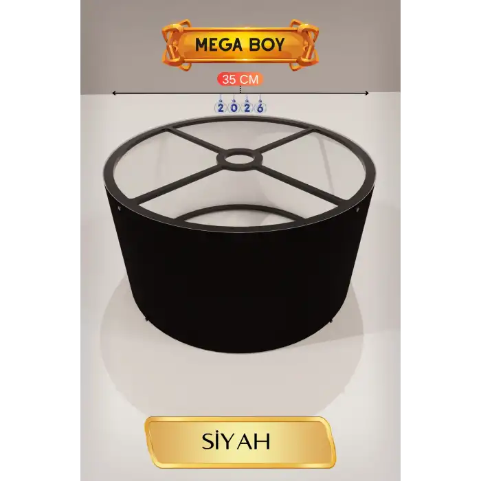 Modern Siyah Lambader Başlığı 35 cm E27 Duy Uyumlu