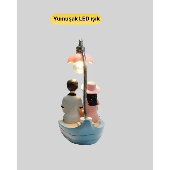 Romantik Çift Figürlü Gece Lambası 1 Adet Tekne Işığı