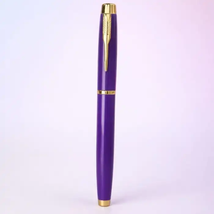 Şık Mor Metal Roller Kalem 13 cm Ofis Kullanımı