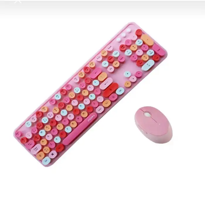 Modern Pembe Klavye Mouse Seti Windows ve Mac Uyumlu