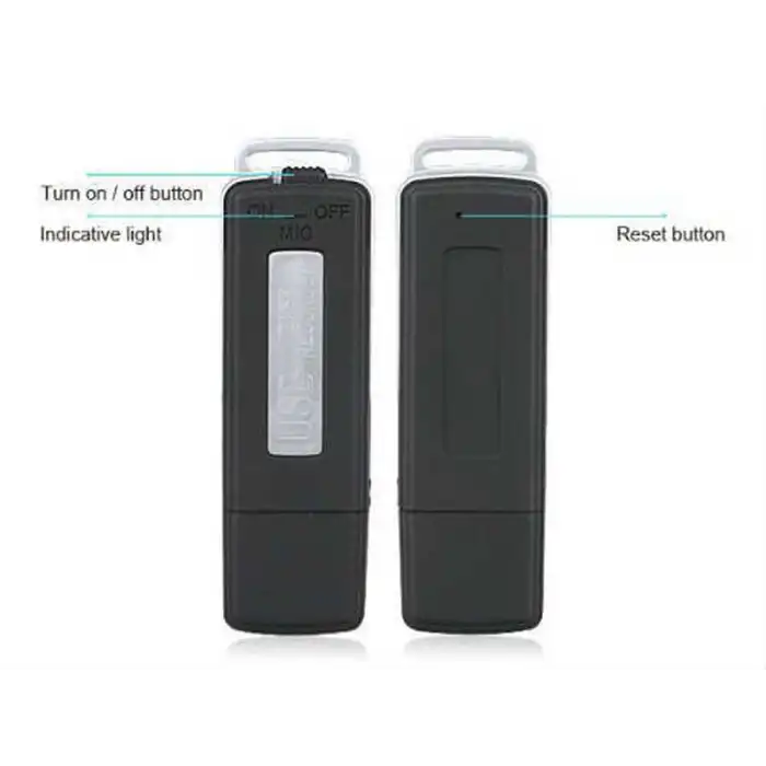 120mAh Siyah 1 adet USB Disk Ses Kayıt Cihaz 16 Gb