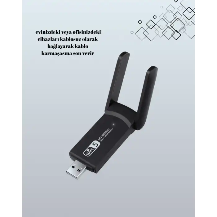 Hızlı USB WiFi Adaptör 1200 Mbps 2.4GHz ve 5GHz Bant