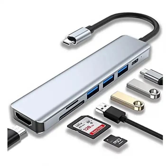 Kompakt 7 Port USB Hub Type-C Uyumlu Cihazlar İçin