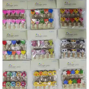3.5cm Ölçülü 10lu Şekilli Ahşap Mandallar (10lu Paket)