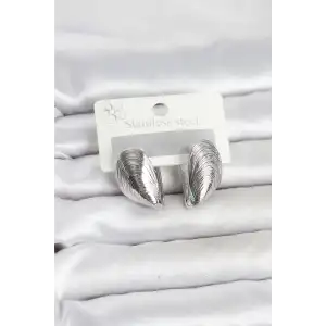 Kadın Küpe Çelik Gümüş Renk Midye Model