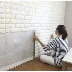 Kullanıma Uygun 3D Tuğla Desenli Kendinden Yapışkanlı Duvar Paneli 58x38 cm