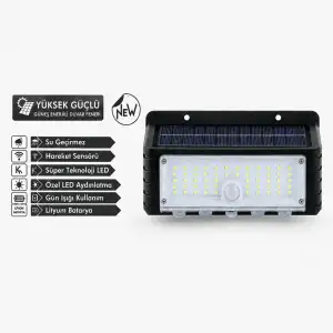 Duvar Lambası 44 Led Güneş Enerjili Hareket Sensörlü LED